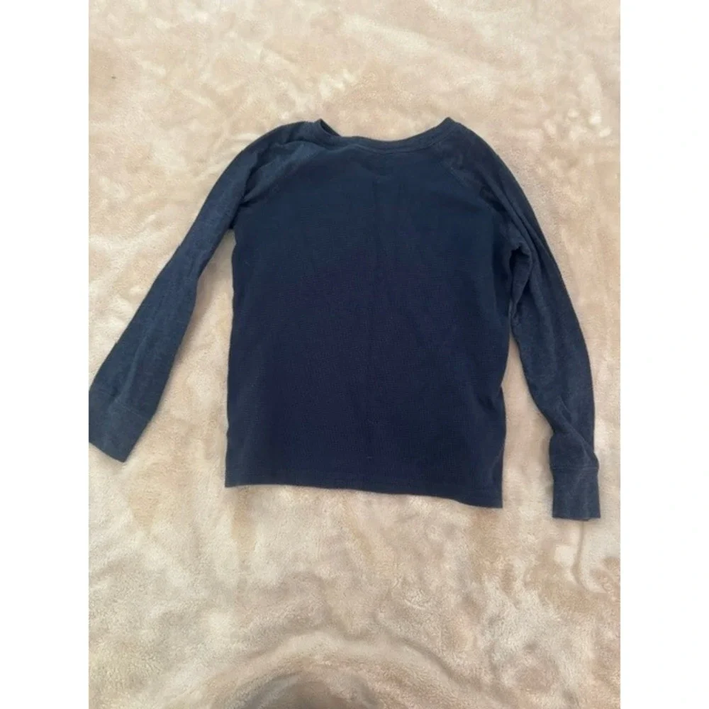 OshKosh Bgosh Boys Navy Waffle Knit Thermal Long Sleeve Pocket Shirt Size 8 (A)